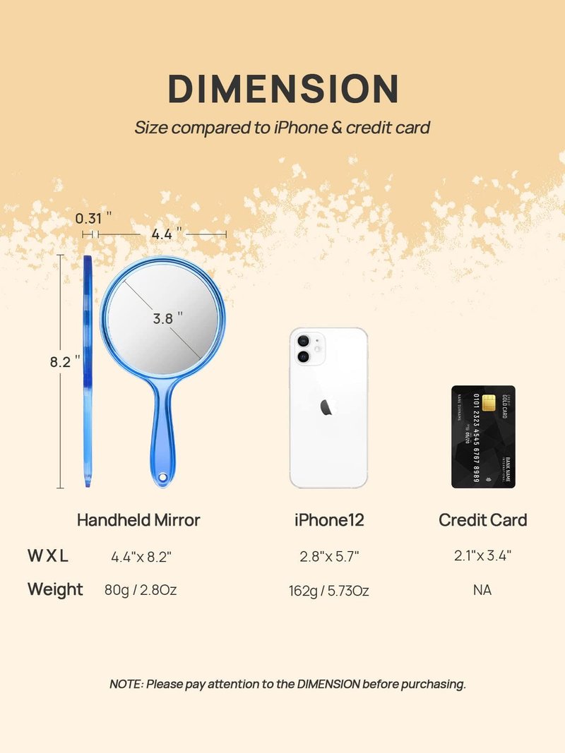 OMIRO Hand Mirror, Double-Sided Handheld Mirror 1X/3X Magnifying Mirror with Handle, Set of 3 (Mix Colors)