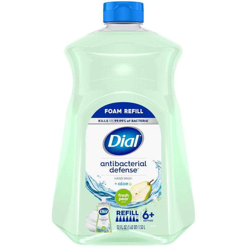 Dial Antibacterial Foaming Hand Soap - Fresh Pear Scent, 52 Fl Oz Refill for Ultimate Cleanliness