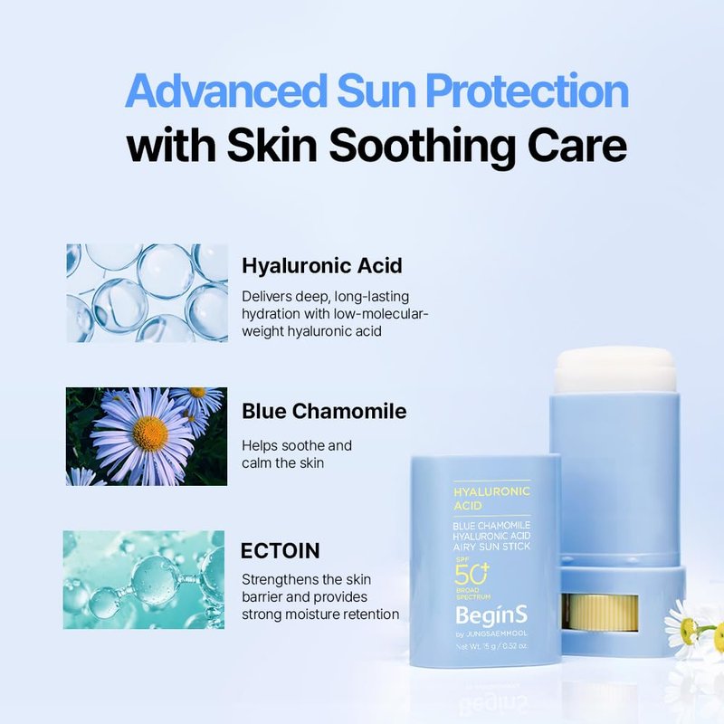 BeginS by JUNGSAEMMOOL Blue Chamomile Hyaluronic Acid Airy Sun Stick