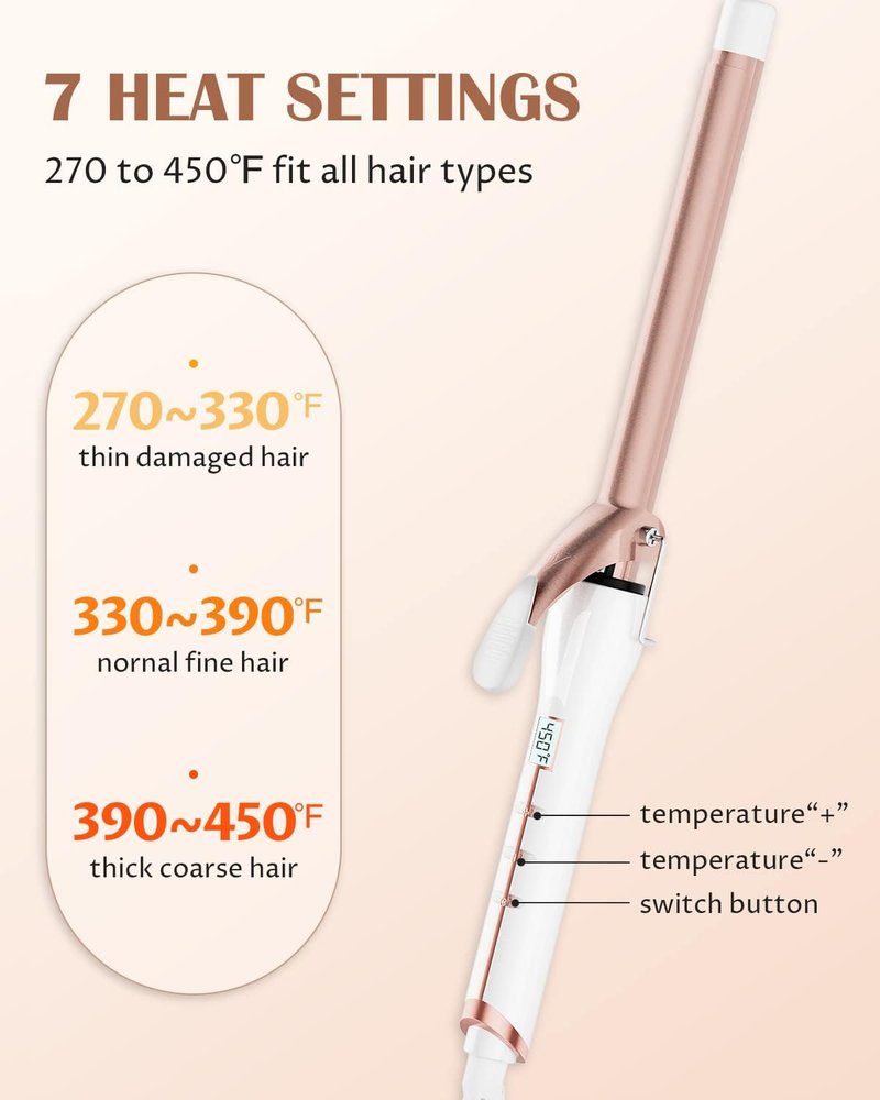 Skiennix 3/4 Inch Curling Iron - Long Barrel Ceramic Tourmaline Wand for All Hair Types