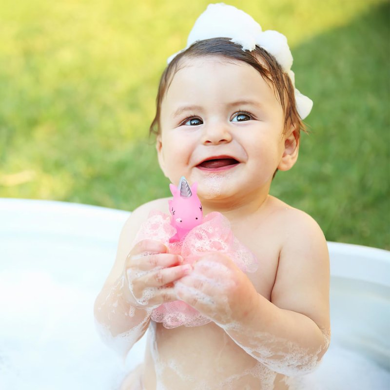 2pcs Kids Bath Loofah: Body Sponge - Unicorn Shower Pouf for Deep Cleaning Body Scrubber Exfoliator Wash Back Scrubber