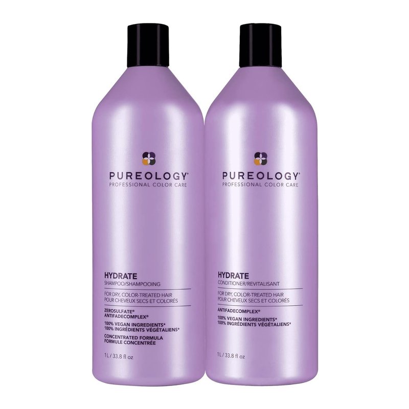 Pureology Hydrate Shampoo & Conditioner Set - Deeply Hydrates Medium to Thick Color-Treated Hair, Sulfate-Free