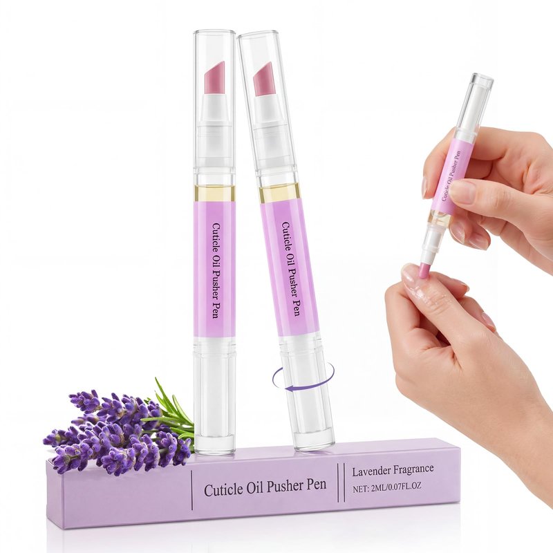 2 Pcs 2 in 1 Cuticle Remover Pen,Ceramic Cuticle Oil Pusher Pen for Hangnails Dry Nails, Nail Pusher Tool for Repair Nourish Moisturize Brighten Nails 2PCS
