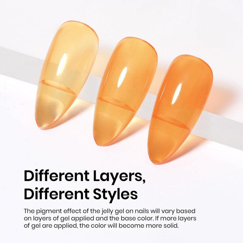Beetles Orange Gel Nail Polish, 15ML Summer Jelly Gel Polish Sheer Translucent Effect Gel Soak Off UV Orange Burst Series French Nail Art Manicure Gift for Women