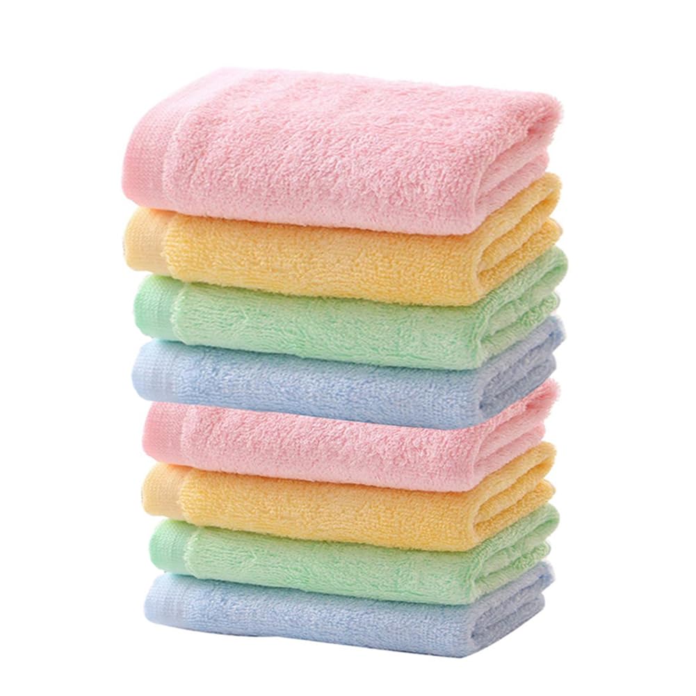 YiYaYo Hand Towels, Baby Wash Cloth Set of 8-Pack, 10'' x 20'', Multi-Purpose Fingertip Towels, Super Softness Face Cloths for Baby, Kids, Bathroom, Hote, Spa, Kitchen