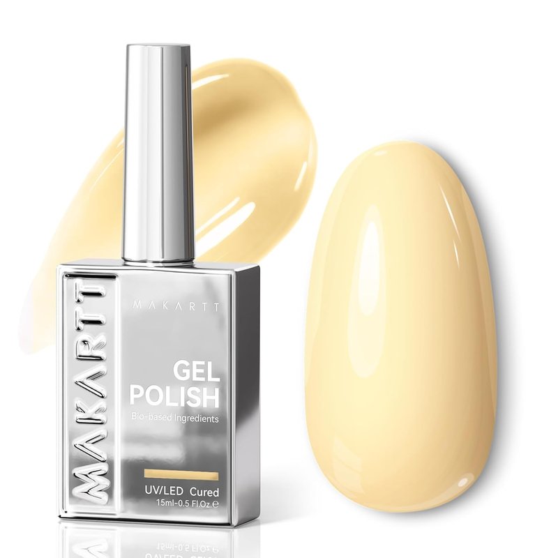 Pastel Yellow Gel Nail Polish - Hema-Free High Gloss 15ML | Soak Off UV LED Manicure for Home Salon