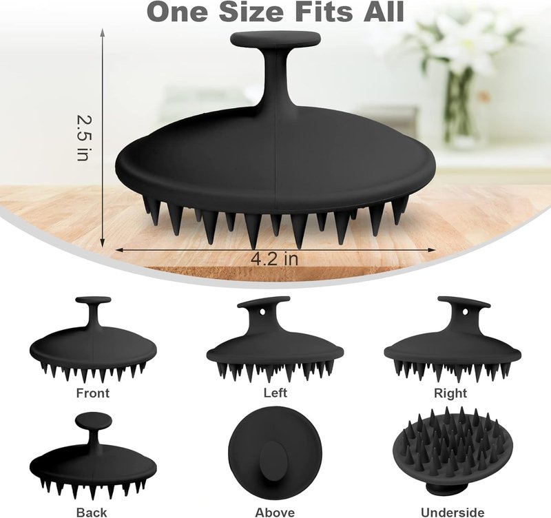 Meartchy Silicone Scalp Massager - Hair Growth & Dandruff Removal Brush | Soft Bristles for Wet/Dry Care (Black)