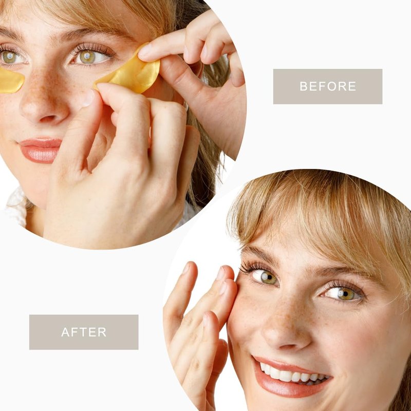 Skiennix 24K Gold Under Eye Patches - Collagen & Peptides for Puffy Eyes and Dark Circles | 24 Pairs