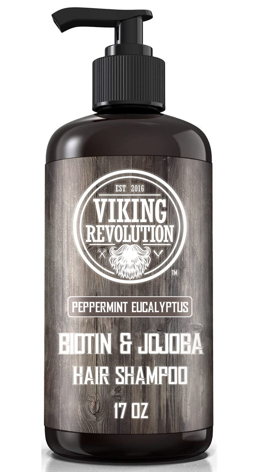 Viking Revolution Biotin Mens Shampoo and Conditioner Set - Eucalyptus Shampoo and Conditioner Set with Jojoba and Mint Oil - Peppermint Oil Hair Conditioner for Men (17 Oz)