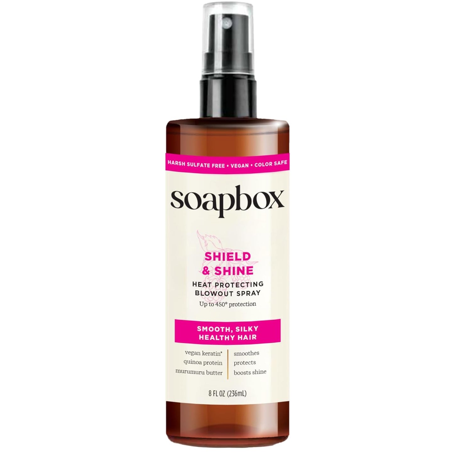 Soapbox Heat Protectant Spray - 3-in-1 Hair Care for Heat Protection & Shine | 8oz, Vegan & Color Safe