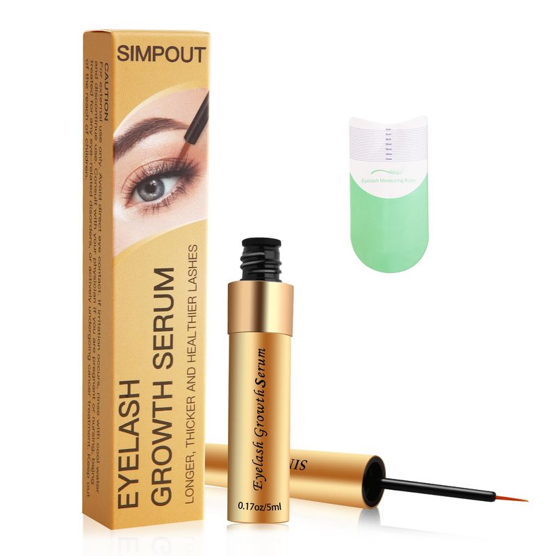 Simpout Eyelash Growth Serum - Fuller & Longer Looking Eyelashes Lash Enhancing Serum for Natural Lashes or Lash Extensions, Vegan & Cruelty-Free (Gold)