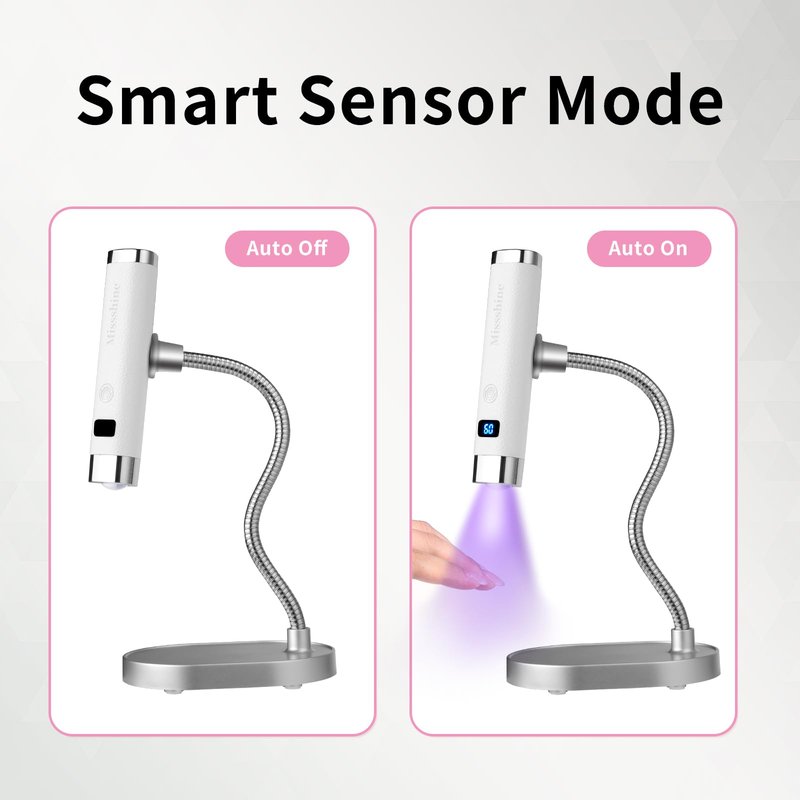 Missshine UV Light for Nails Handheld Cordless Nail Lamp,Rechargeable Nail Dryer with LED Display,Fast Curing Goosenecks Lamp with Auto Sensor DIY at Home (White)