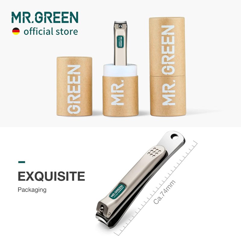 MR.GREEN Nail Clippers Curved Blades Fingernail Cut Nippers Manicure Scissors Stainless Steel Pedicure Tools (Medium)