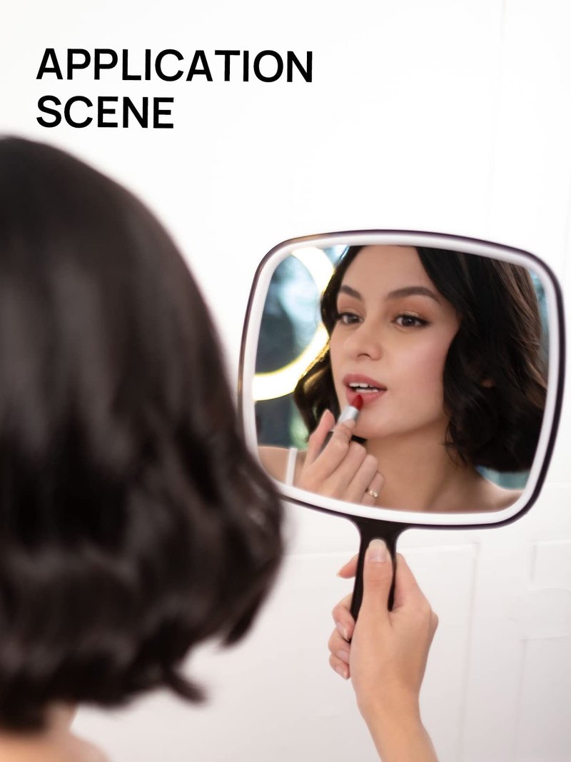 OMIRO Hand Mirror, Extra Large Black Handheld Mirror with Handle, 12.4" L x 9" W