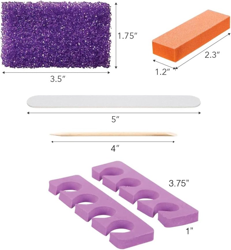 ForPro 5-Piece Pedicure Kit - Complete Set with Purple Pumice Pad, Wood Nail File & Toe Separators
