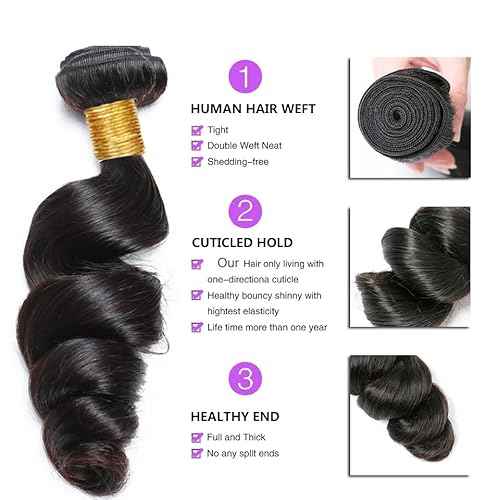 30 32 34 Inch Loose Wave Bundles Unprocessed Brazilian Virgin Remy Hair Extensions Natural Color Loose Wave Bundles Human Hair Weave