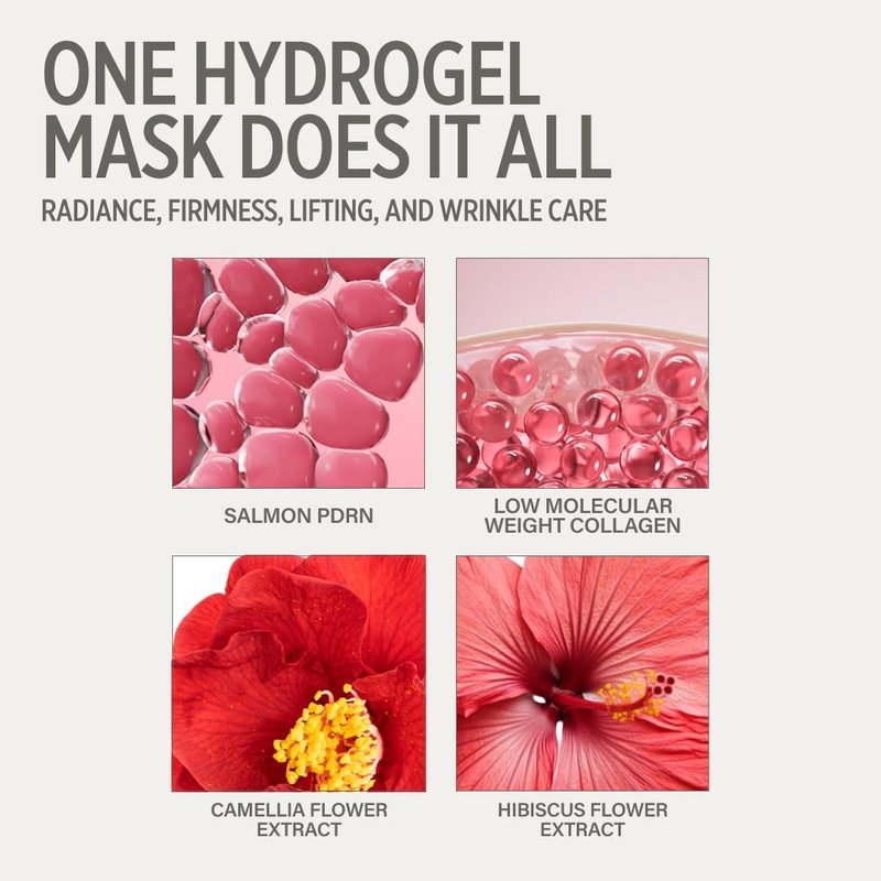 KEYTH LUCY PDRN GLOW COLLAGEN HYDROGEL MASK 4EA X 38G (1.34 OZ.) / Skin Elasticity Enhancement, Vitality Boosting, Nourishment & Soothing, Deep Hydration