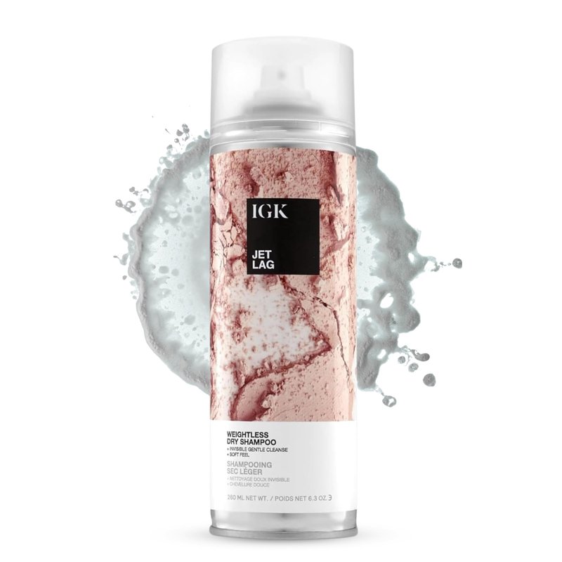 IGK JET LAG Invisible Dry Shampoo Spray | Refreshes Hair Between Washes + Absorbs Oil | Weightless, No White Residue, Soft Finish | Vegan + Cruelty Free | 6.3 Oz
