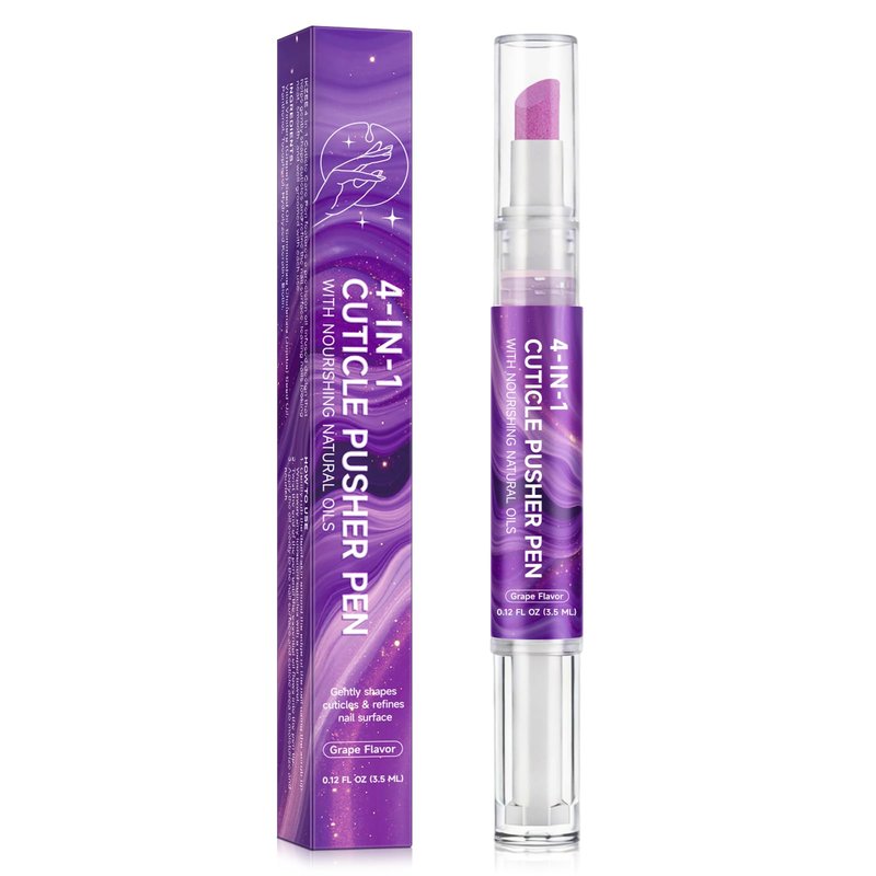 NBTREKTIE 4-in-1 Cuticle Oil Pen with Quartz Tip - Cuticle Pusher, Exfoliates, Polishes Nail Care Pen - Infused with Jojoba & Grapeseed Oil, Moisturizes & Shapes Cuticles, Refines Nail Surface, 3.5ml