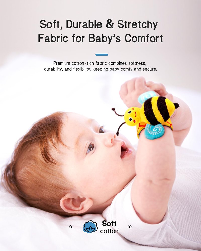Infinno Baby Wrist Rattle Socks and Foot Finder Set, Perfect Baby Toys for 0-12 Months Newborn Boys and Girls As Shower Gifts, Garden Bug Series