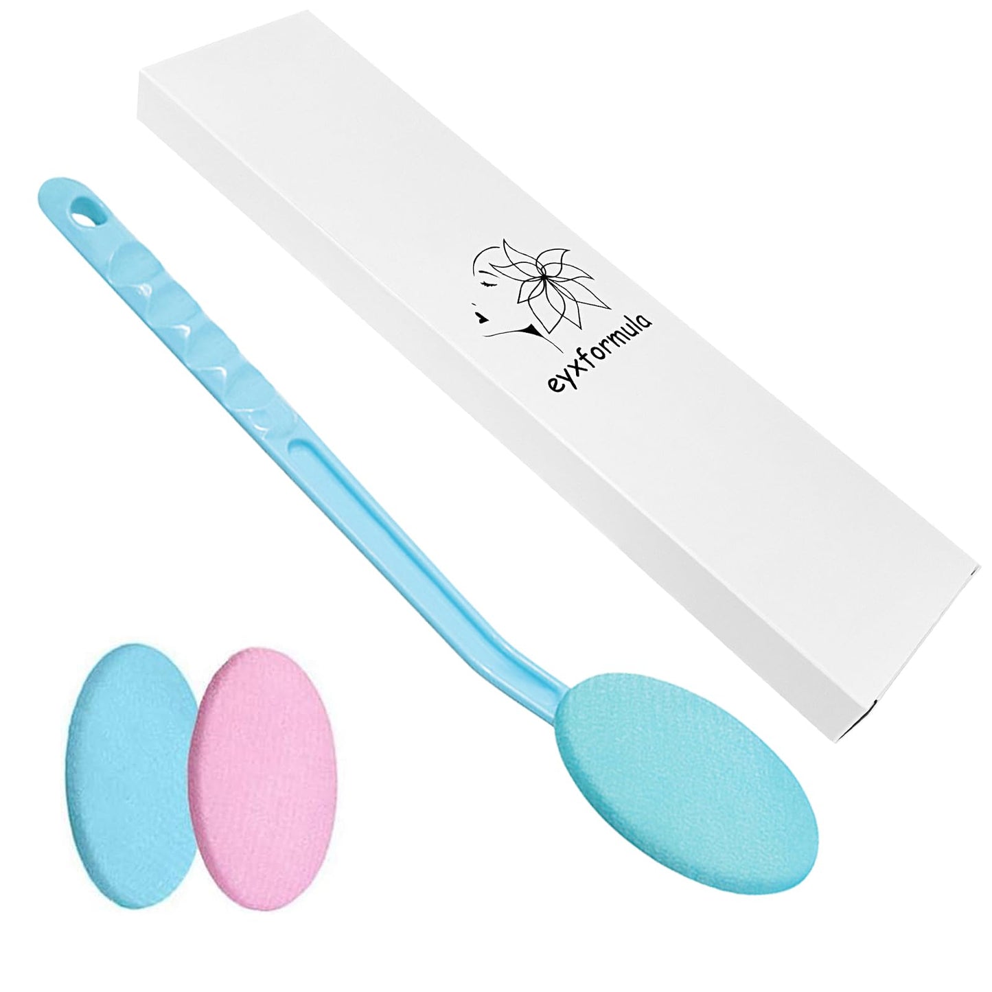 Eyxformula Easy Lotion Applicator for Back – Long Handle Cream Applicators Wand with 2 Pads, Tool to Apply Sunscreen, Self Tanner on Back, Body & Feet, Lotion Stick Brush Gift for Women, Men, Elderly