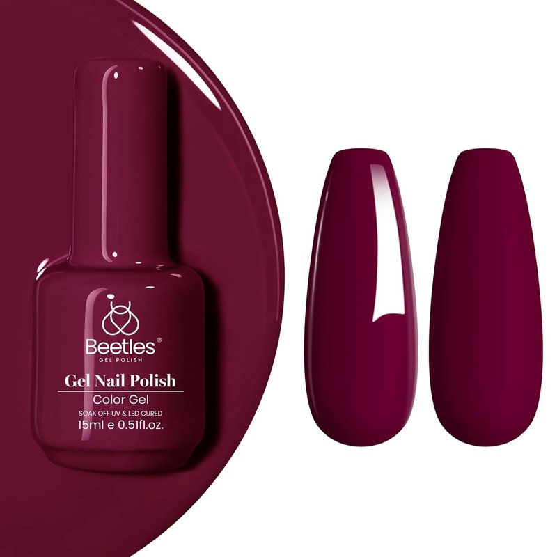 Beetles Wine Red Gel Polish - Vanessa Burgundy Nail Polish, 15ML Long-Lasting Soak Off UV/LED for Home Manicure