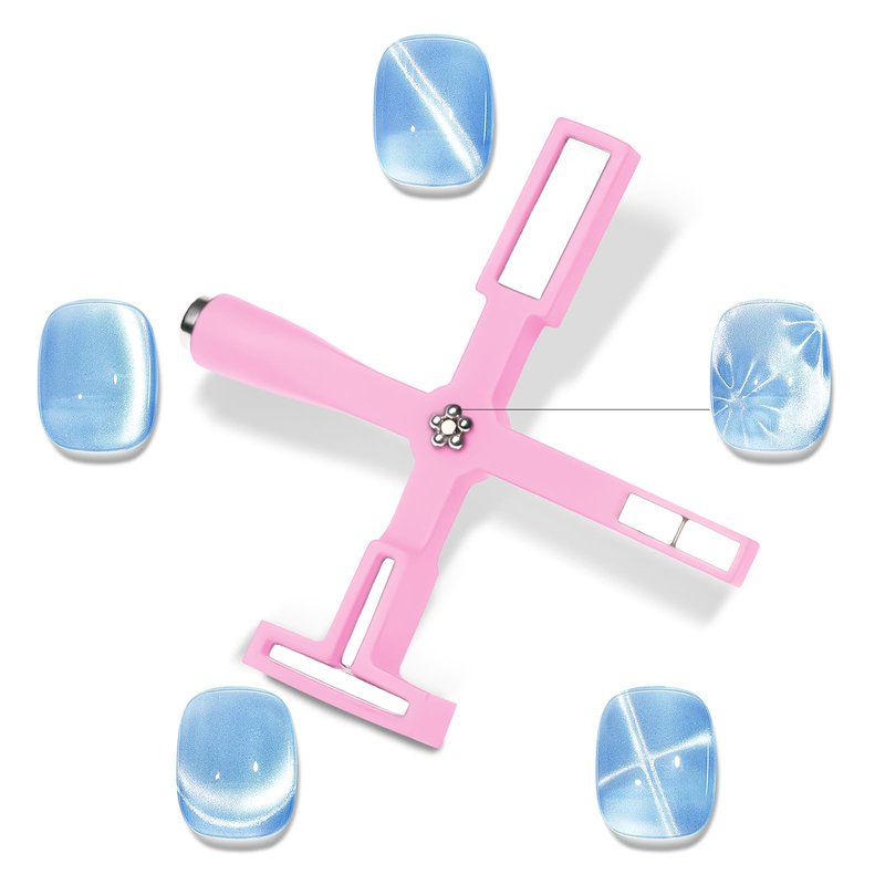 MIZHSE 5 in 1 Nail Magnet Tool, Multifunctional Cat Eye Magnet, Pink Magnet Stick for Magnetic Cat Eye Effect, Nail Art Pen for Nail Design Salon Home DIY
