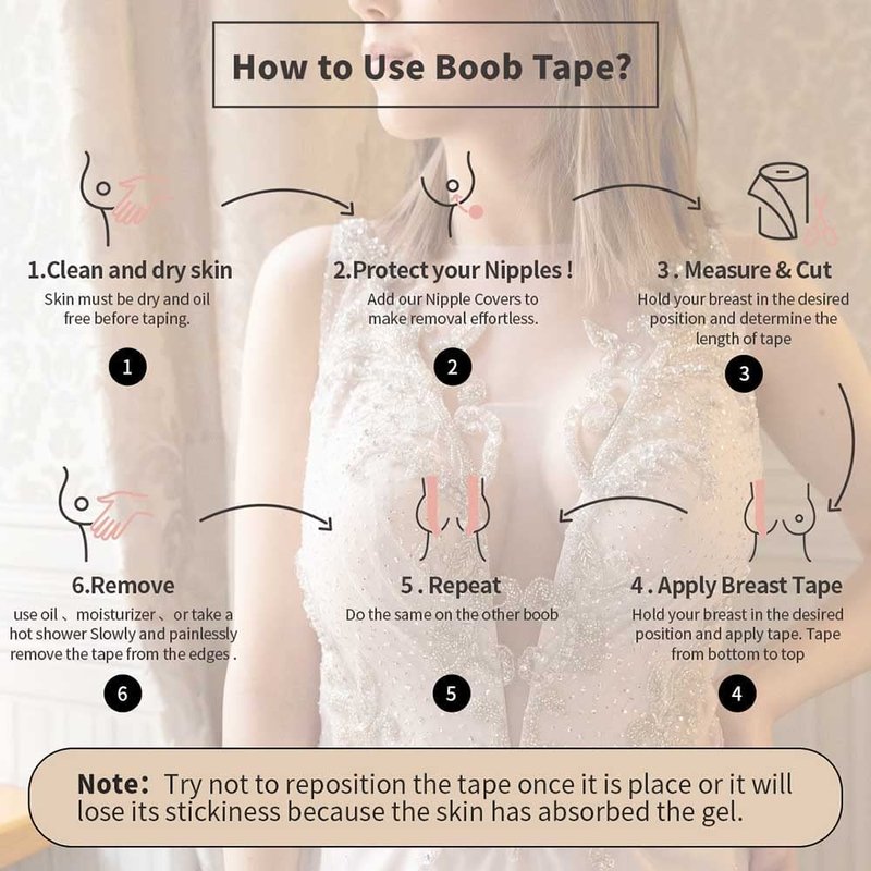 Okela Boob Tape - Breast Lift Tape for Large Breast,Body Tape for Breast Lift w 2 Pcs Breast Petal Adhesive Bra Brown