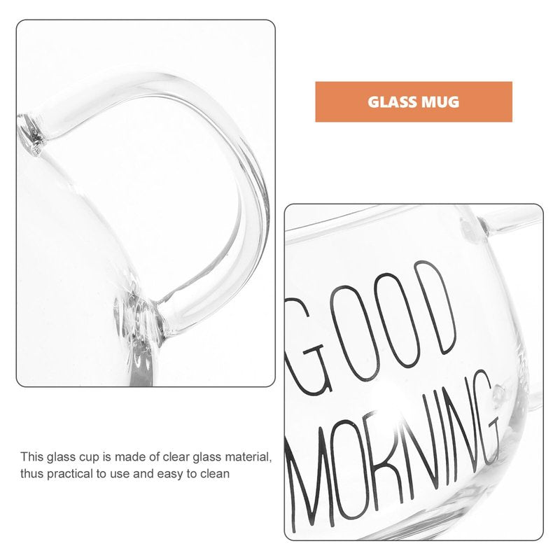 Healvian Glass Soup Bowl Clear Coffee Mug Glass Cereal Mug Breakfast Milk Cup for Porridge Juice Yogurt Tea Beverage Oats Oatmeal 400ml Mixing