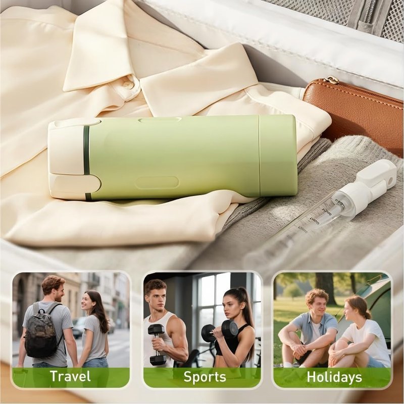 2026 New 4 in 1 Travel Dispenser Bottle, Refillable Leak Proof Travel Bottles for Toiletries, Portable Travel Containers Cream Transparent with Scale and Label for Shampoo Lotion Conditioner (Green)