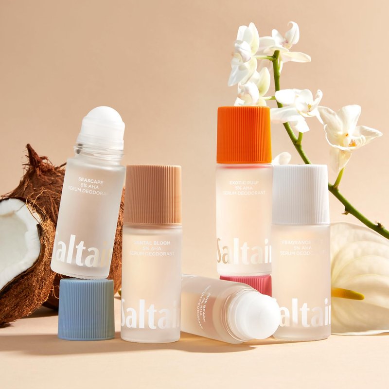 Saltair Serum Deodorant 2 Pack – Santal Bloom Scent – 5% AHA – Aluminum-Free Odor Control for Women & Men – Mandelic Acid Deodorant with Lactic Acid – 2x 1.7oz Travel Roll On