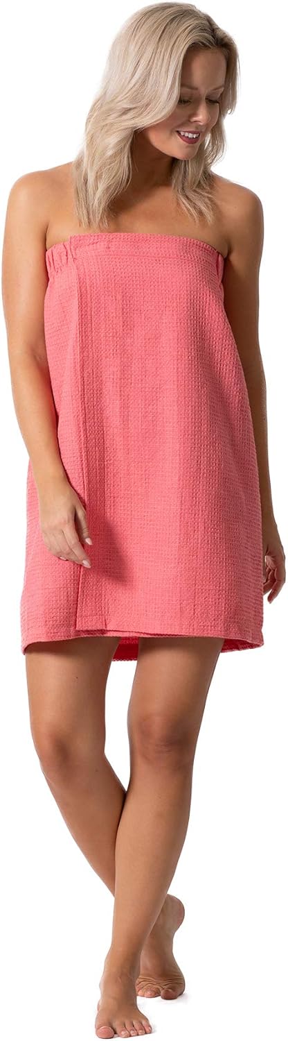 Turkish Linen Women's Waffle Spa Body Wrap - Adjustable Closure for Comfort