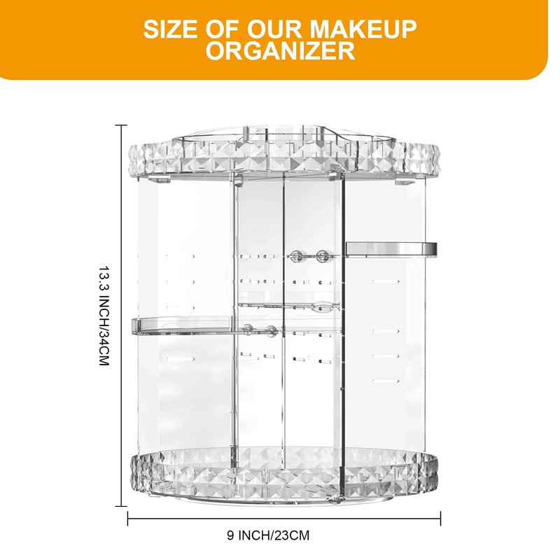 MISERWE Makeup Organizer 360 Degree Rotating 7 Adjustable Layers Large Capacity Cosmetic Organizer Transparent Make Up Organizers and Storage