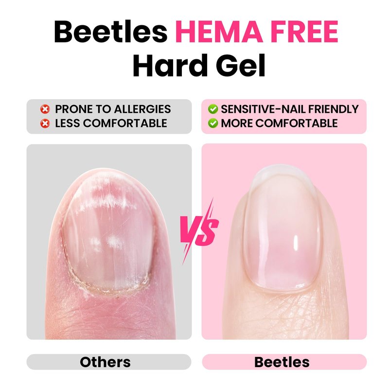 Beetles HEMA-Free Hard Gel for Nails-2 Pcs 1oz 9 in 1 Clear Jelly Pink UV/LED Lamp Cured Sculpting Stengthener Gel for Nail Extension & Nail with Flat Nail Brush for Manicurist Women