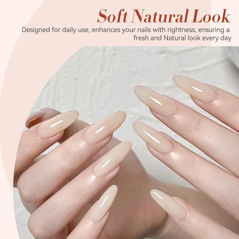 Born Pretty Jelly Light Pink Gel Nail Polish,Sheer Jelly Milky White Peach Neutral Nude Gel Polish Pale Pink Color Soak Off U V Gels for French Manicure Nail Art at Home 15ML