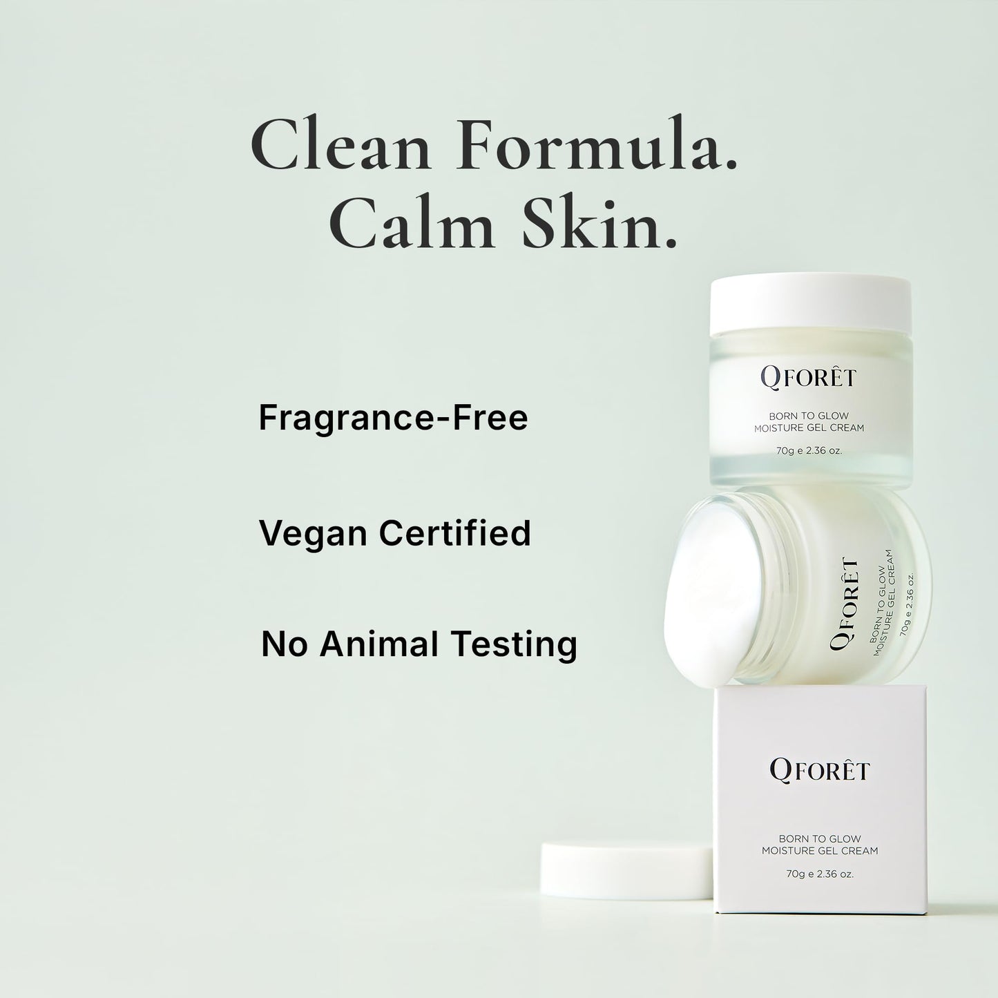 QFORET Hydrating Gel Cream, Fragrance-Free Face Moisturizer for Dehydrated Skin, Phyto Mucin + Hyaluronic Acid + Ceramide, 2.36 fl oz