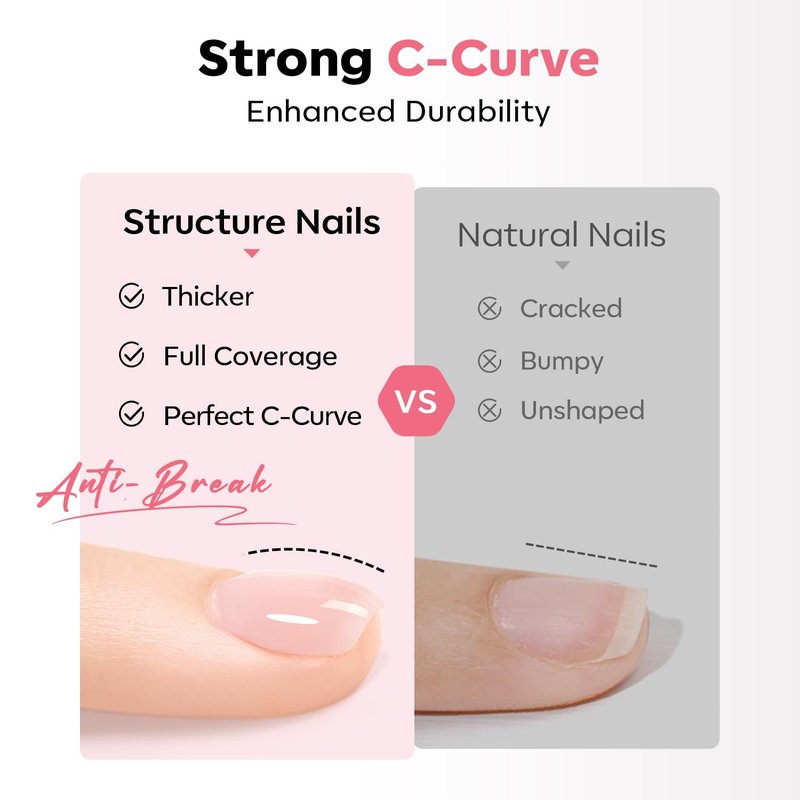 modelones Builder Nail Gel, Clear Builder Nail Polish 7-in-One with Detachable Liner Nail Brush LED Lamp Cured Strengthener Color Rubber Base Coat for Apex Building Extension Thickening 10ml