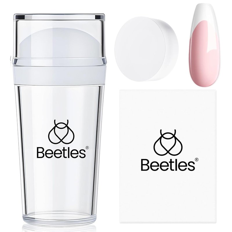 Beetles Nail Stamp Kit - 3 Pcs Silicone French Tip Nail Art Tools | Replacement Stamper Heads & Scrapers for DIY Manicure
