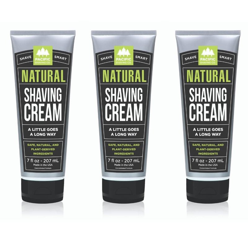 Pacific Shaving Company Natural Shaving Cream - Hydrating Shea Butter & Vitamin E Formula | 7 Oz, 3 Pack for Sensitive Skin