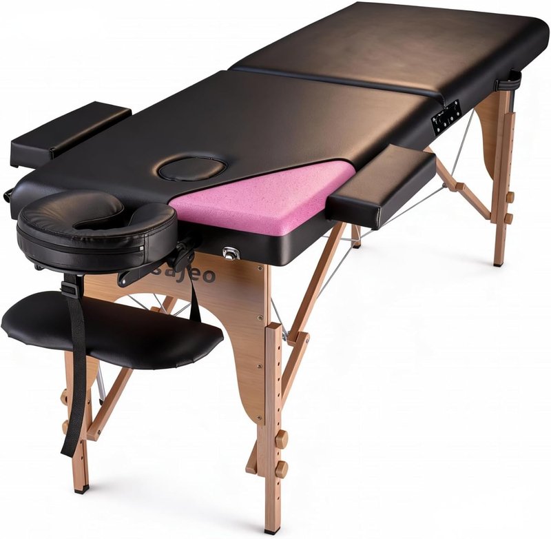 Portable Massage Table - Professional Spa & Salon Bed | Adjustable Height, 84" Long, 500 LBS Capacity, Black
