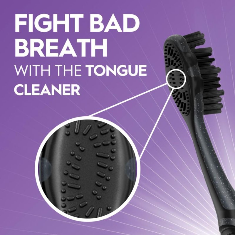 Oral-B 3D White Charcoal Toothbrush - Whitens Teeth & Removes Plaque | 2 Count Medium Manual Pack
