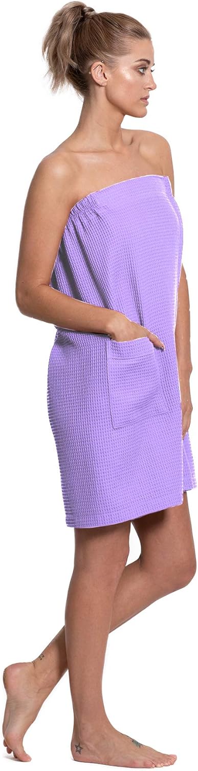 Turkuoise Linen Spa Bath Waffle Body Wrap - Lightweight & Adjustable Closure for Comfort