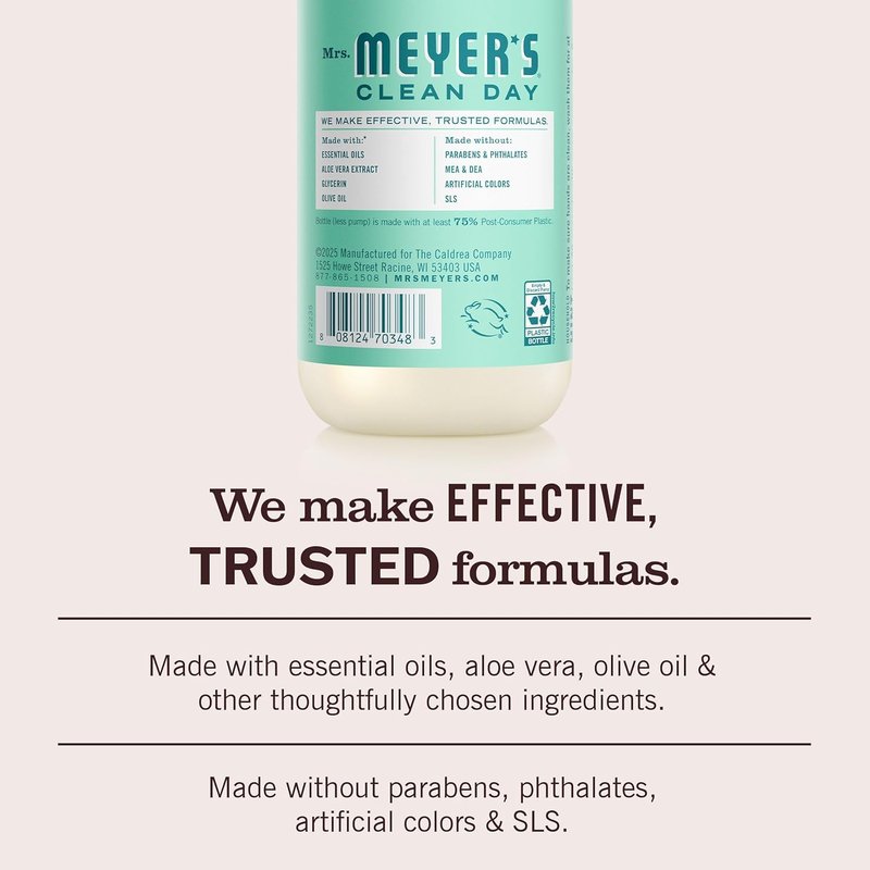Mrs. MEYER'S CLEAN DAY Liquid Hand Soap Mint 12.5 Fl Oz (Pack of 3)