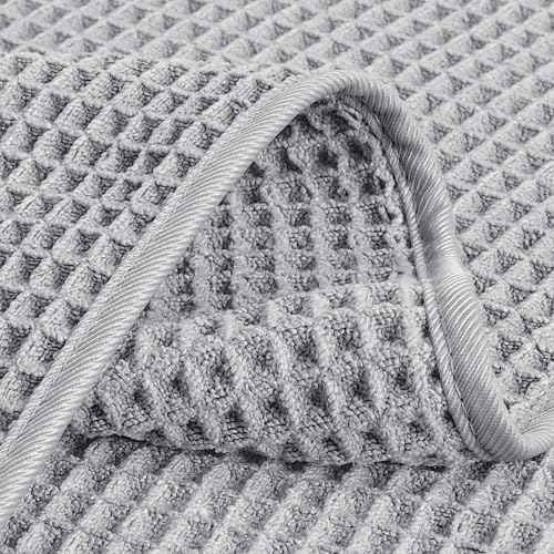 POLYTE Microfiber Lint Free Washcloth Face Towel, 13 x 13 in, 4 Pack (Waffle Weave)