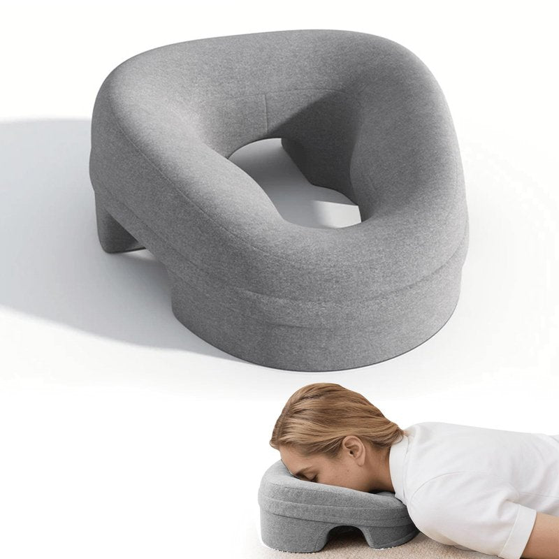 Face Down Pillow Massage Headrest for Bed, massage pillow on massage table, Piercing Pillows, Sleeping Pillow, Face Cradle After Eye Surgery, memory Removable Cover with Breathable Design, Light Grey