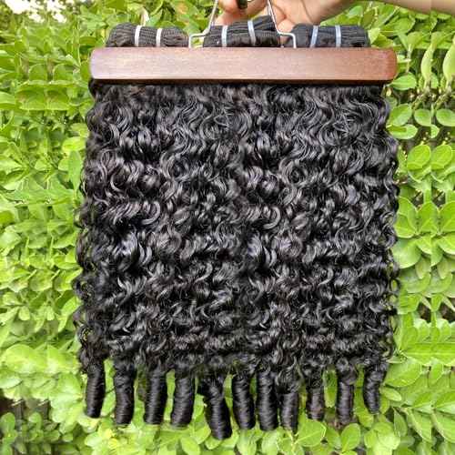 PerisModa Burmese Curly Bundles Human Hair 3C4A Raw Water Wave Quick Weave Hair Bundles with Spiral Curly Ends 100% Unprocessed 15A Virgin Kinky Curly Human Hair One Bundles Natural Black 22 Inch