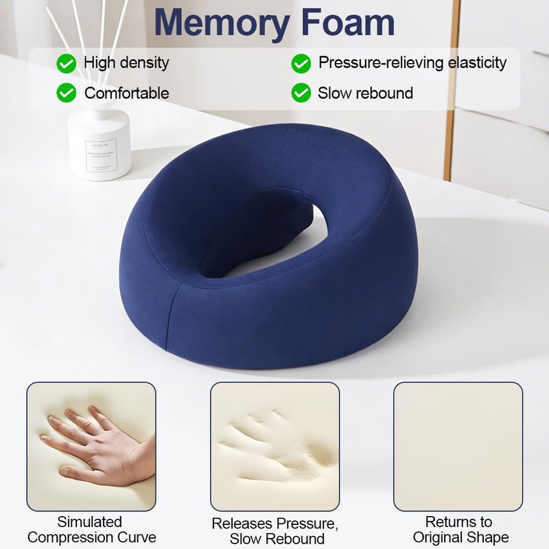 AOOSA Face Down Pillow for Massage, Massage Headrest for Bed, Face Pillow for Stomach Sleeping, BBL Pillow After Surgery Post Eye Surgery Vitrectomy Recovery, for Spa Salons Beauty Office, Dark Blue