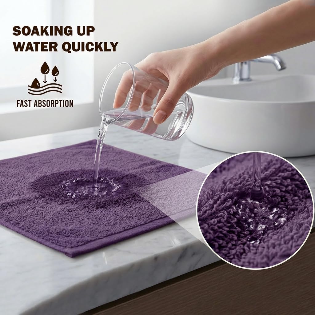 Utopia Towels 60 Pack Cotton Washcloths Set, 100% Ring Spun Cotton, Premium Flannel Face Cloths, Highly Absorbent and Soft Feel Fingertip Towels, Plum