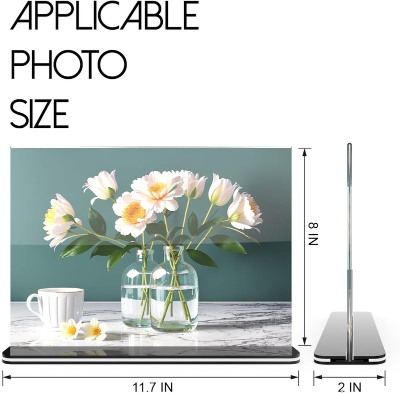 Acrylic Sign Holder - 12x8 Two-Sided Display Stand | 4 Pack Clear Menu Holder for Cafes & Events
