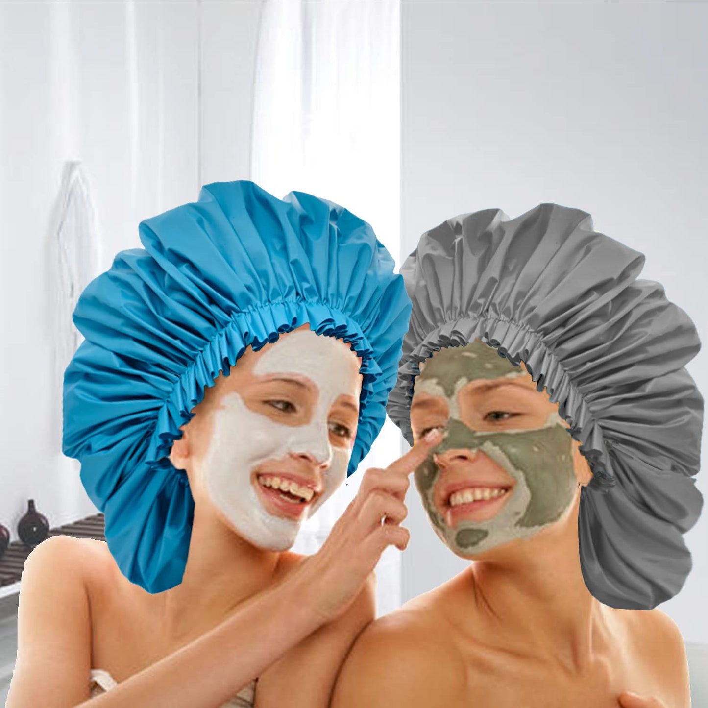 ELEBOX 4 Pack Premium Collection Super Jumbo Shower Cap Extra Large Shower Caps for Braids Shower Bonnets Women Waterproof Hair Caps for Spa Salon Shower Hat
